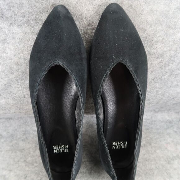 Eileen Fisher Shoes Womens 6 Flats Black Leather Posy Ballet Pointed Toe Career - Picture 9 of 16